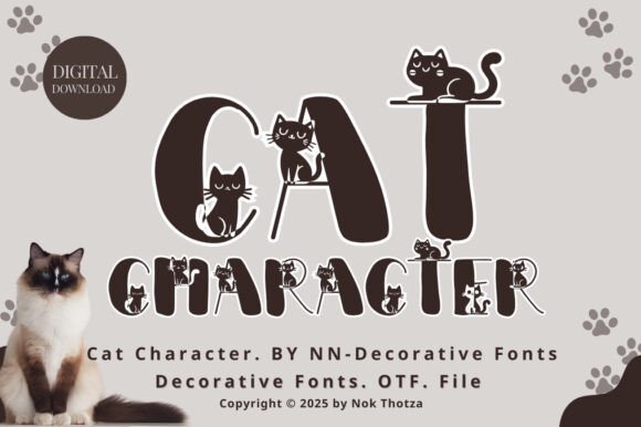 Cat Character: A Playful Decorative Typeface for Branding